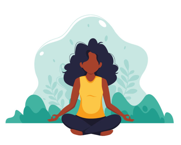 Illustration Of Woman Meditating In Nature