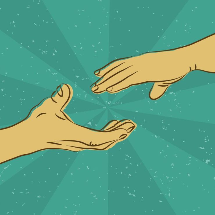Illustration of hands connecting by Grzegorz Wójcik via iStockPhoto